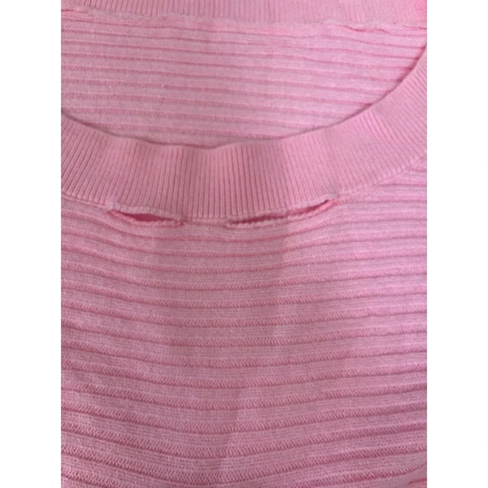 Pink Ribbed Knit Long Sleeve Crew Neck Sweater XXL